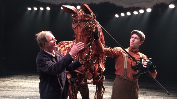 Mechanical star of the show - 'Joey' the War Horse - meets the cast