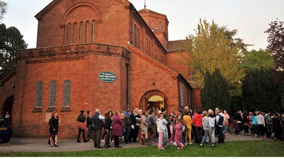 people outside church