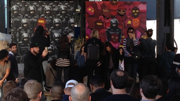 Banksy has revealed his artwork during his six-month residency in New York.