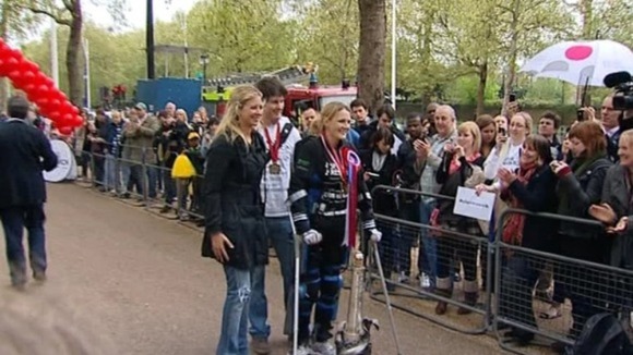 Claire crosses the finishing line.