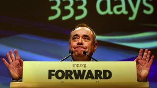Alex Salmond delivers his address to the Scottish National Party conference in Perth