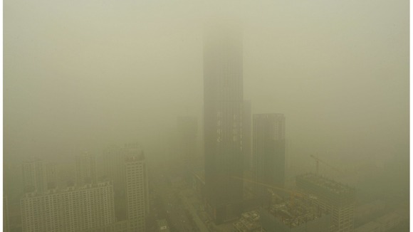 The 75-storey skyscraper in Shenyang earlier today