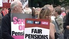protestors holding banners