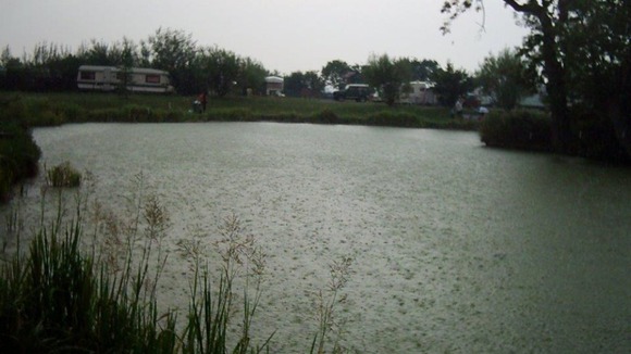 rain on pond