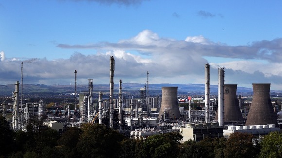 The giant Grangemouth oil refinery in Scotland