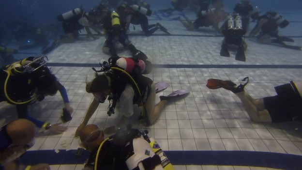 The successful underwater dominos attempt
