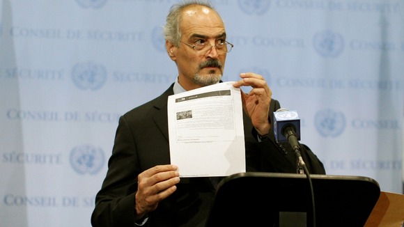 Syrian UN Ambassador Bashar Ja'afari last month in New York as Syria joined the global anti-chemical weapons treaty