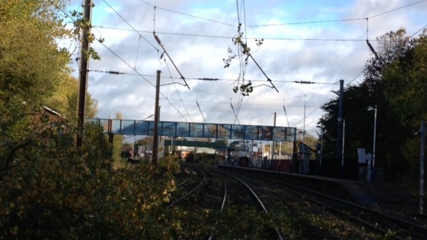 The line near Hatfield affected by a fallen tree and debris.