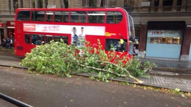 Debris in central London.