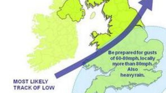 The most likely track of the storm today.