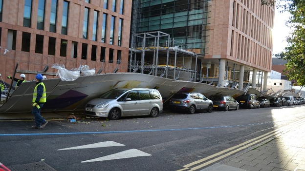 The fence outside the Francis Crick Institute in Camden