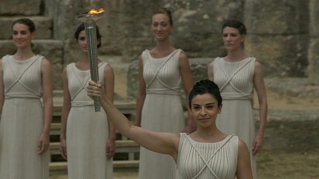 The "high priestess" with the Olympic flame.
