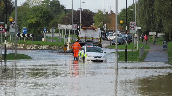 Storm causes flooding in Corby.