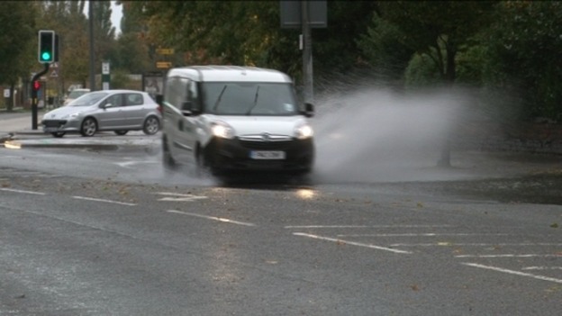 Standing water on the A57 into Lincoln