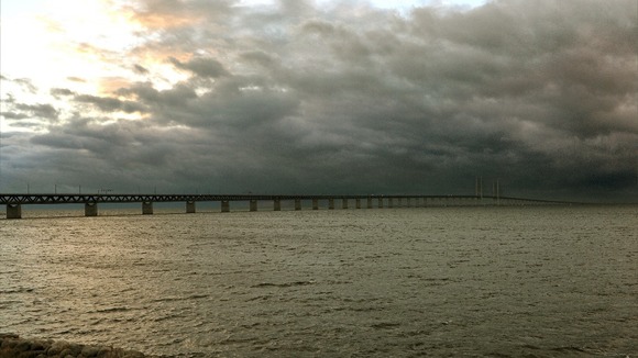 The Oresund Bridge between Sweden and Denmark, where St. Jude is due to hit next