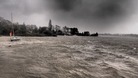 Stormy waters at Oulton Broad Bay in Suffolk this morning.
