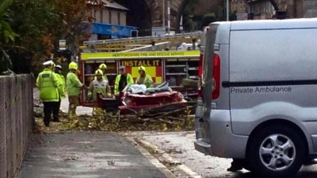 The scene from the incident in Watford this morning.