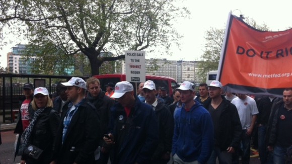 Off duty police officers protesting in London