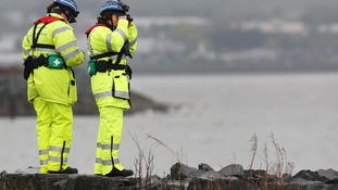 HM Coastgurd search the coast of Belfast Lough, after a baby is believed to have fallen from a ferry