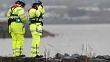 HM Coastgurd search the coast of Belfast Lough, after a baby is believed to have fallen from a ferry