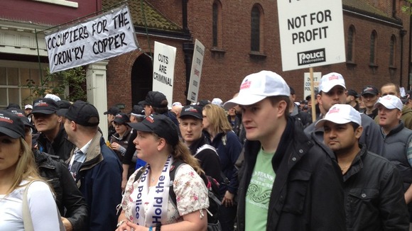 Police hold protest march around London