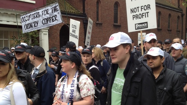 Police hold protest march around London