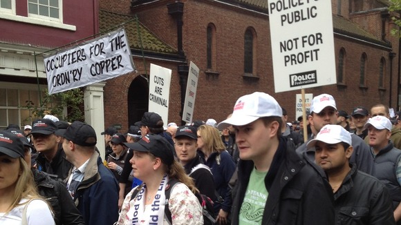 Police hold protest march around London