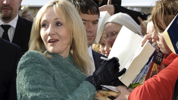 British Harry Potter author J.K. Rowling signs autographs in 2010