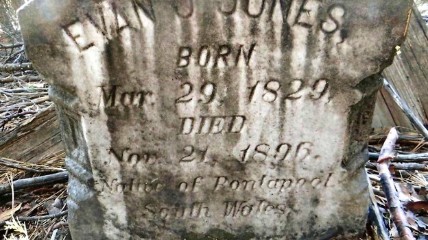 Evan Jones' tombstone was found by an American walker
