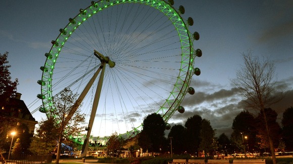 The London Eye glows green for Halloween