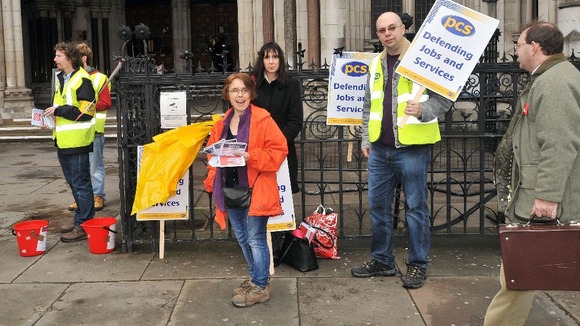 The PCS Union outside the Hight Court in London.