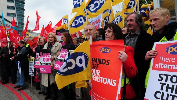 Members of public sector unions march in central London last November.