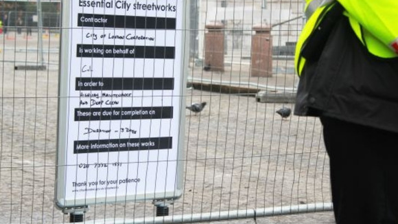 A notice outside St Paul's cathedral, London
