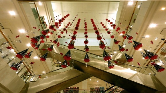 christmas decorations in a shop