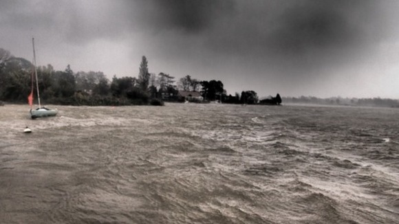 This picture, taken at Suffolk's Oulton Broad, shows the power of the storm.