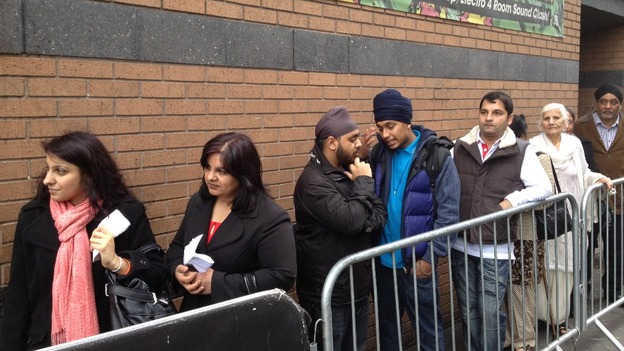 Crowds gathering outside Gatecrasher in Broad Street waiting for Malkit Singh