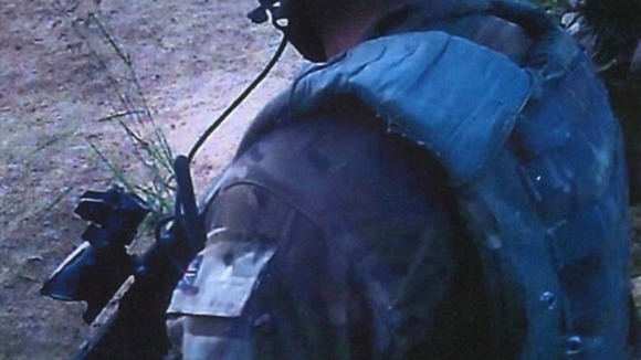 A Royal Marine is seen in the footage released.