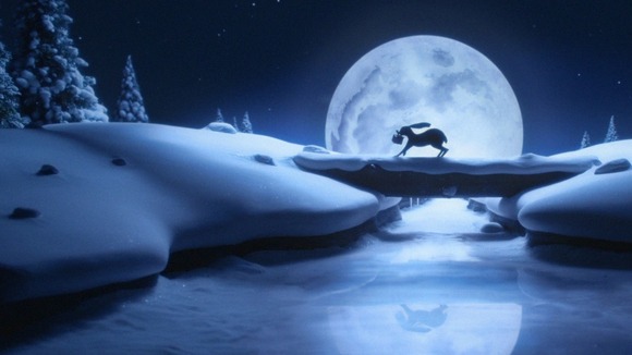 A snow-covered scene from the John Lewis Christmas ad campaign.