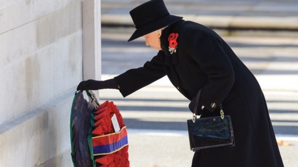 Queen Elizabeth II at the Remembrance Sunday service at the Cenotaph.