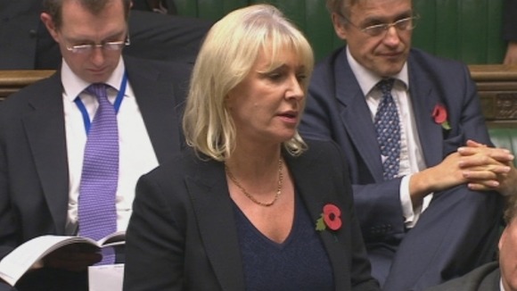 Conservative MP Nadine Dorries pictured making a statement to the Commons.