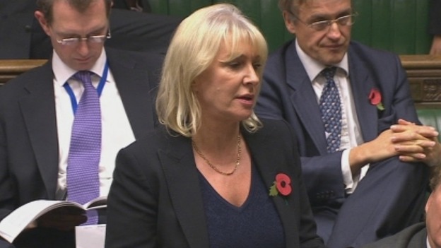 Conservative MP Nadine Dorries pictured making a statement to the Commons.
