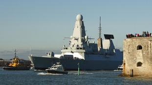 HMS Daring leaves Portsmouth dockyard