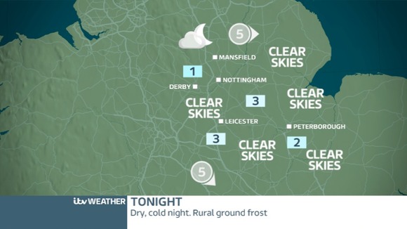 TONIGHT EAST MIDLANDS: Dry and cold