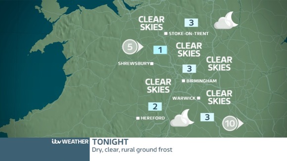 TONIGHT WEST MIDLANDS: Dry and cold