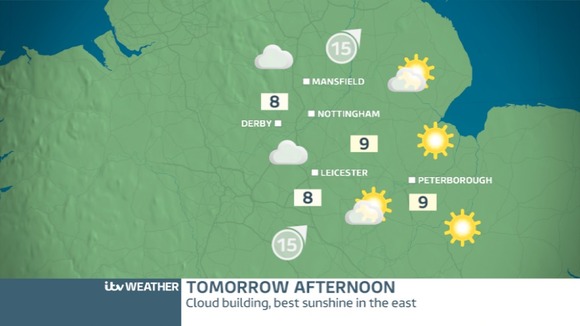 EAST MIDLANDS WEDNESDAY: Sunny start, cloudier afternoon