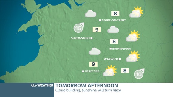 WEST MIDLANDS WEDNESDAY: Cloud building through the morning