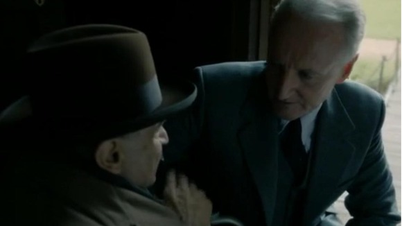 David Suchet as Hercule Poirot and Hugh Fraser as Hastings.