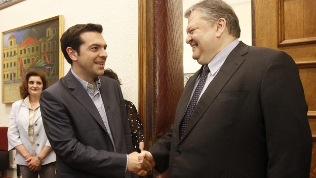 ocialist PASOK party leader Venizelos and Greece's Left Coalition