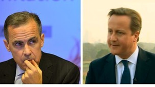 Bank of England governor Mark Carney (L) and Prime Minister David Cameron
