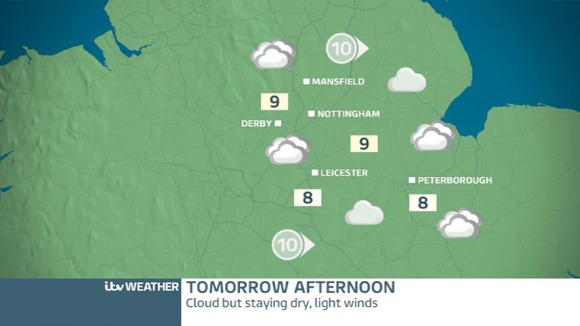East Midlands Saturday afternoon forecast